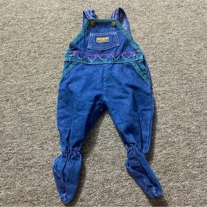 Vintage Oshkosh B’gosh Denim Overalls Footed Vestbak Jean  Girls 6-9 Months